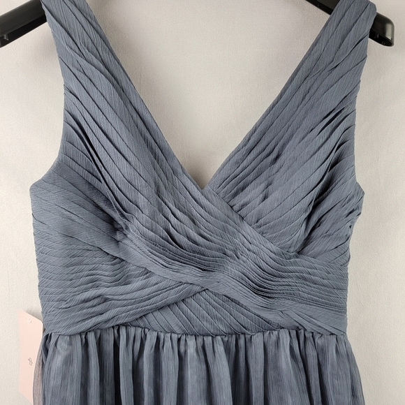 NWT BHLDN vneck grey chiffon bridesmaid formal maxi dress - Picture 3 of 7